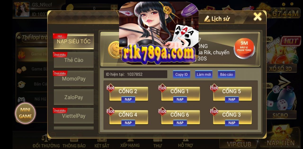 Các hình thức thanh toán tại App Game Rik789